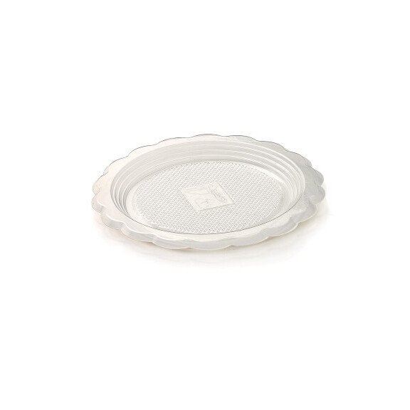 Talerzyk, tacka biodegradowalna na ciasta i desery 9,5 cm, przezroczysta, 100 szt. PLA | ALCAS, BioHappy