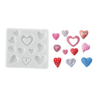 Forma do masy cukrowej SLK 381 – ozdobne serca, 27x23 mm | SILIKOMART, Sugarflex Deco Hearts