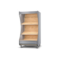 Moduł regału warzywniczego z frontem ze stali malowanej, oświetlenie LED, lustra górne, półki bukowe pochylone 1640x1000x2030 mm | RAPA, RW-B