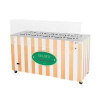Dystrybutor do lodów, witryna do lodów, konserwator, retro, 10 tub, okrągłe kuwety, 1503x670x895 mm | RESTO QUALITY, GELATO POZETTI 10 BEIGE