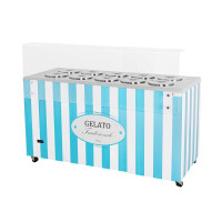 Dystrybutor do lodów, witryna do lodów, konserwator, retro, 10 tub, okrągłe kuwety, 1503x670x895 mm | RESTO QUALITY, GELATO POZETTI 10 BLUE