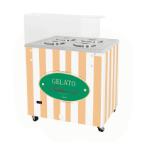 Dystrybutor do lodów, witryna do lodów, konserwator, retro, 4 tub, okrągłe kuwety, 843x670x895 mm | RESTO QUALITY, GELATO POZETTI 4 BEIGE