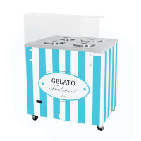 Dystrybutor do lodów, witryna do lodów, konserwator, retro, 4 tub, okrągłe kuwety, 843x670x895 mm | RESTO QUALITY, GELATO POZETTI 4 BLUE