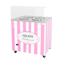 Dystrybutor do lodów, witryna do lodów, konserwator, retro, 4 tub, okrągłe kuwety, 843x670x895 mm | RESTO QUALITY, GELATO POZETTI 4 PINK