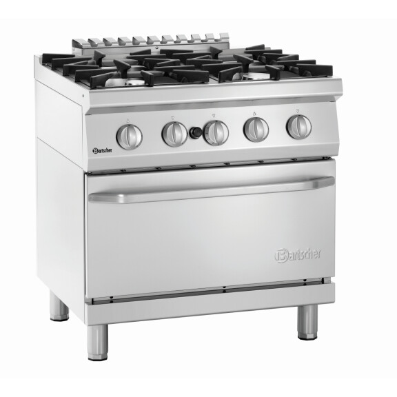Kuchnia gazowa z piekarnikiem gazowym 2x 6,2 kW, 2x 8,5 kW, 7,5 kW, 675x700x920 mm | BARTSCHER, 70040 GB21