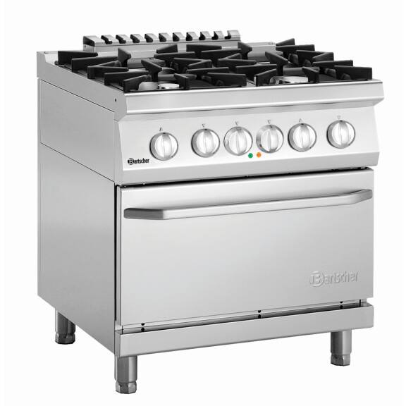 Kuchnia gazowa z piekarnikiem elektrycznym 2x 6,2 kW, 2x 8,5 kW, 5,4 kW, 800x690x920 mm | BARTSCHER, 70040 EB21