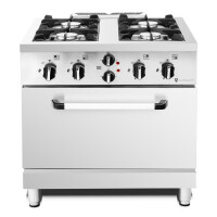 Kuchnia gazowa z piekarnikiem elektrycznym, 4-palnikowa, 32,4 kW, 800x700x830 mm | RESTO QUALITY, RQ40360 4EO