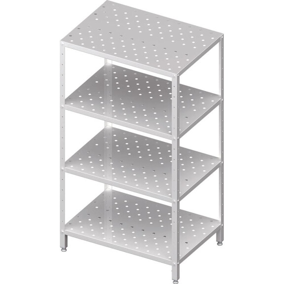 Regał magazynowy, cztery półki perforowane, nogi z kątownika 1200x500x1800 mm | STALGAST, 981895120