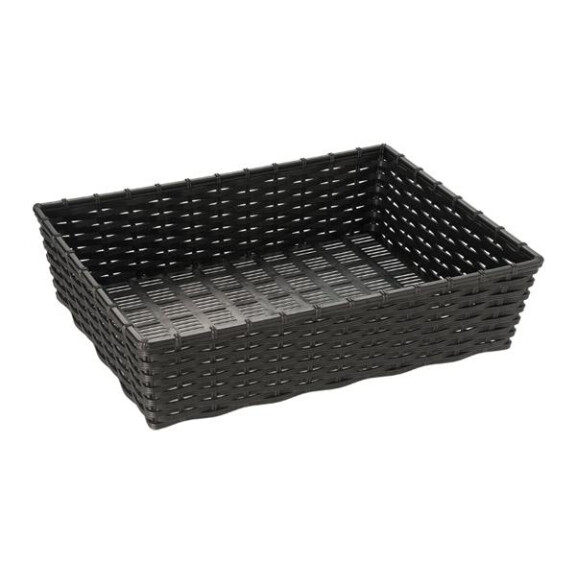 Koszyk z czarnego tworzywa na pieczywo lub owoce 39,5 x 29,5 cm | APS, Wicker Look