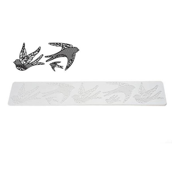 Mata silikonowa do koronek, ptaki 80x400x1,8 mm | SILIKOMART, TRD13 Birds