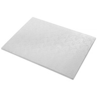 Podkład pod tort, ciasto, tekturowy, prostokątny, srebrny, 40x30x1,2 cm | MODECOR, 30629H