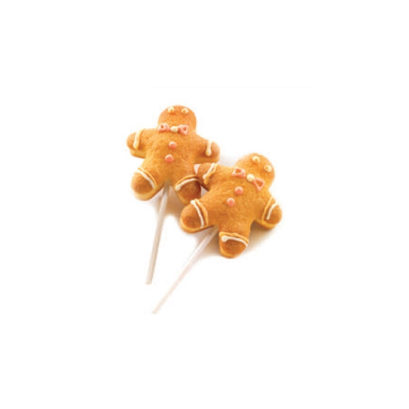 Forma na ciastka, lizaki, czekoladki 4 x ludzik + 30 patyczków - POP02 Ginger pop | SILIKOMART, Easy Ice-Cream