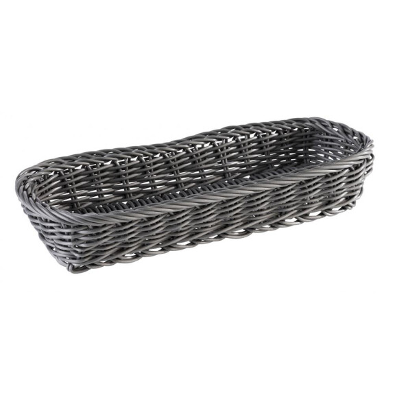 Prostokątny koszyk na sztućce z polipropylenu 27x10x4,5 cm, szary | APS, Economic