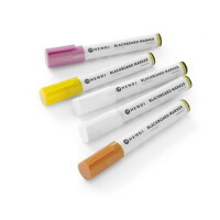 Markery do tablicy z wąską końcówką 2-6 mm, żółty, różowy, brązowy, 2 x biały - zestaw 5 szt. | HENDI, 664292