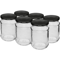 Słoik twist-off 250 ml z czarną zakrętką fi 66/4 - 6 szt. | BROWIN, 132249
