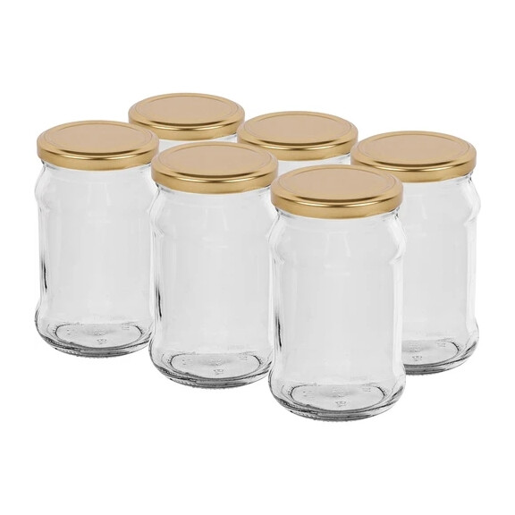 Słoik twist-off 300 ml ze złotą zakrętką fi 66/4 - 6 szt. | BROWIN, 132303