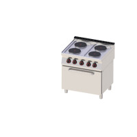 Kuchnia elektryczna z piekarnikiem konwekcyjnym 4x2,6 kW, 800x700x900 mm | REDFOX, SPT 70/80 11 E