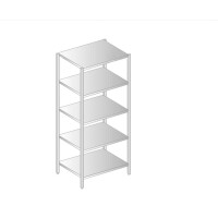 Regał magazynowy ze stali nierdzewnej z pięcioma półkami 800x600x1800 mm | DORA METAL, DM-3320