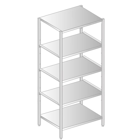 Regał magazynowy ze stali nierdzewnej z półkami przestawnymi 700x700x2000 mm | DORA METAL, DM-3321