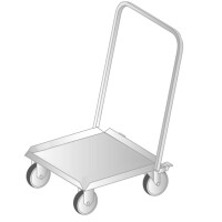 Platformowy wózek transportowy ze stali nierdzewnej z uchwytem 510x510x900 mm | DORA METAL, DM-3427