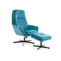 Fotel z podnóżkiem Ford Velvet turkus