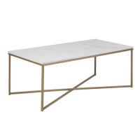 Stolik kawowy marmurowy Alisma 120x60 biały/złoty
