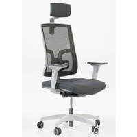 Fotel ergonomiczny Skill Net SKNW white z zagłówkiem