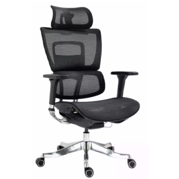 Fotel ergonomiczny Winner Lux czarny chromowany