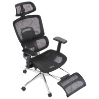 Fotel ergonomiczny ErgoNew A1F czarny z podnóżkiem