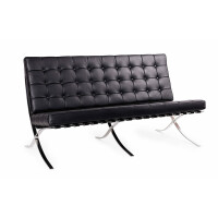 Sofa dwuosobowa Barcelon Prestige Plus czarna skóra naturalna