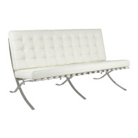 Sofa BARCELON trzyosobowa biała - włoska skóra naturalna, chrom