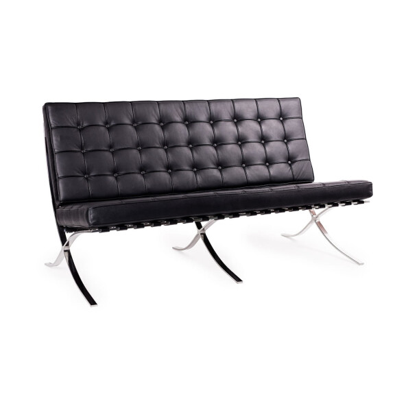 Sofa dwuosobowa Barcelon czarna skóra naturalna
