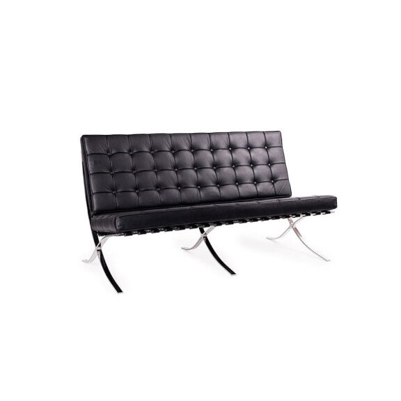 Sofa dwuosobowa BARCELON czarna - ekoskóra