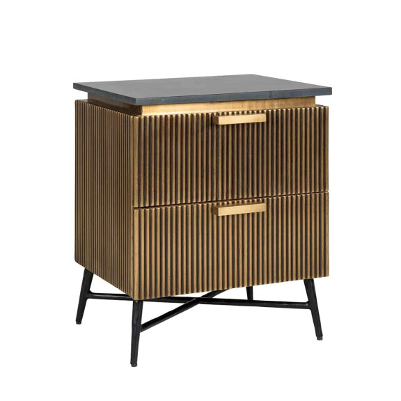 Szafka nocna IRONVILLE - marmur, metal, MDF