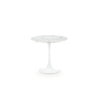 Stół DENVER 80 cm blat -marmur, noga biała