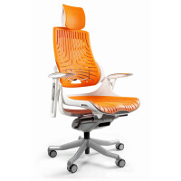 Fotel ergonomiczny WAU biały stelaż Elastomer mango