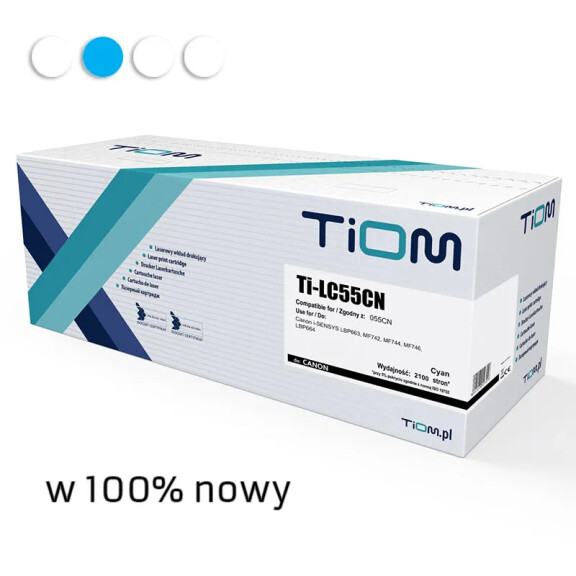 Zgodny z Canon 055 C 3015C002 toner cyan marki TiOM + chip