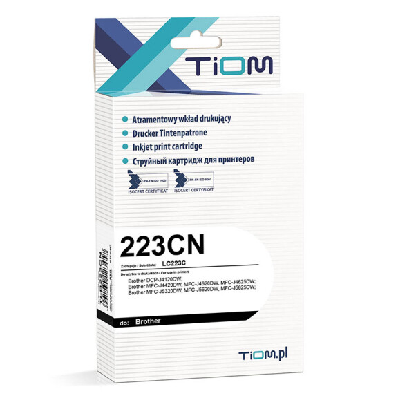 Zgodny z Brother LC223C tusz cyan marki TiOM