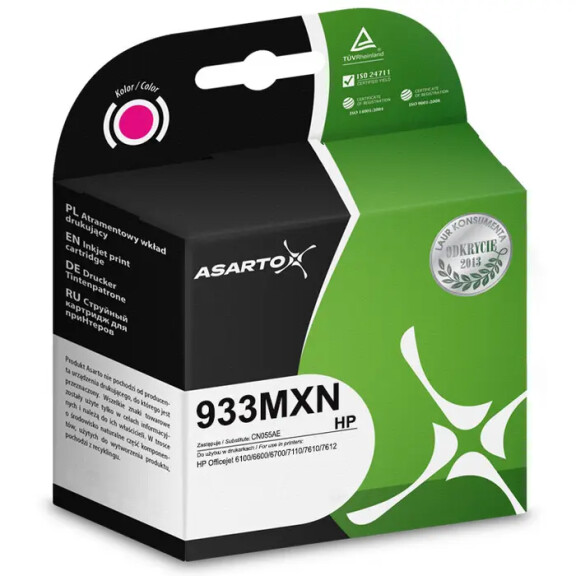 Zgodny z HP 933 XL CN055AE tusz magenta marki Asarto