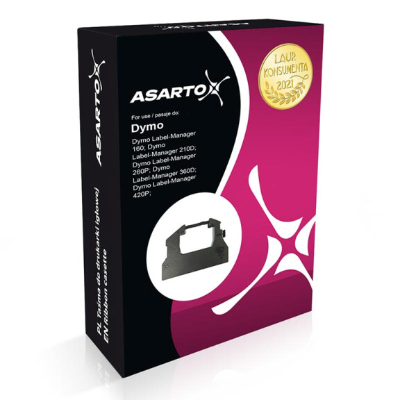 Asarto zgodny z taśmy Dymo D1 45010 S0720500 nadruk czarny na przezroc