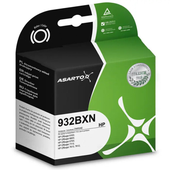 Zgodny z HP 932 XL CN053AE tusz czarny marki Asarto