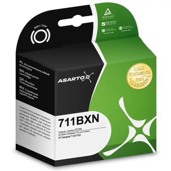 Zgodny z HP 711 CZ133A tusz czarny marki Asarto