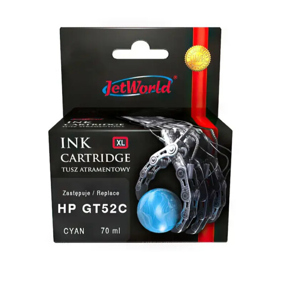 Zgodny z HP GT52C M0H54AE tusz cyan marki JetWorld
