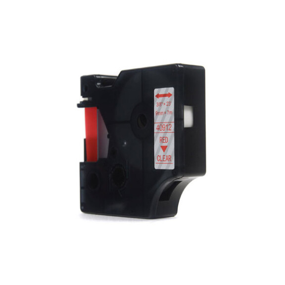 Zgodny z taśmy Dymo D1 40912 nadruk czerwony na przezroczystym tle 9mm