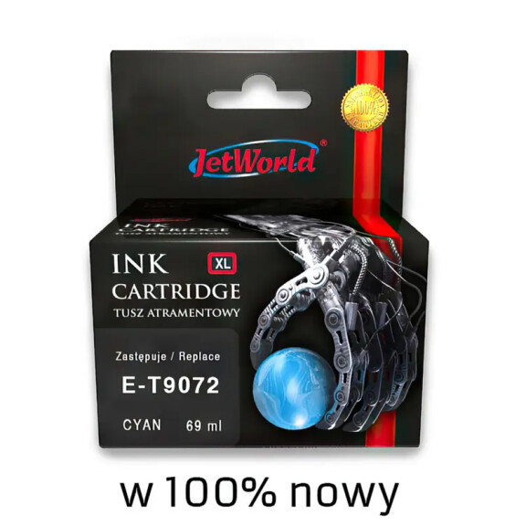 Zgodny z Epson T9072 C13T907240 tusz cyan XXL marki JetWorld