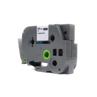 Zgodny z taśmy Brother TZe-951 nadruk czarny na srebrnym tle 24mm x 8m