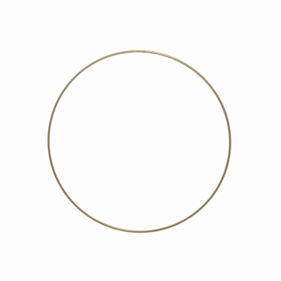 Złota, metalowa obręcz (koło, baza) do wianka, makramy 25 cm