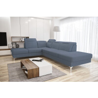 KOMPLET NAROŻNIK TAPICEROWANY OSLO 220x295 Z PUFĄ 100x55 (Odcienie niebieskiego) SC74 - szybka wysyłka
