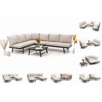 zestaw ogrodowy aluminiowy BORA modułowy leżak narożnik sofa stolik - grafitowo beżowy