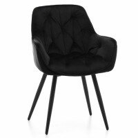 krzesło SIENA tapicerowane pikowane welurowe czarne
